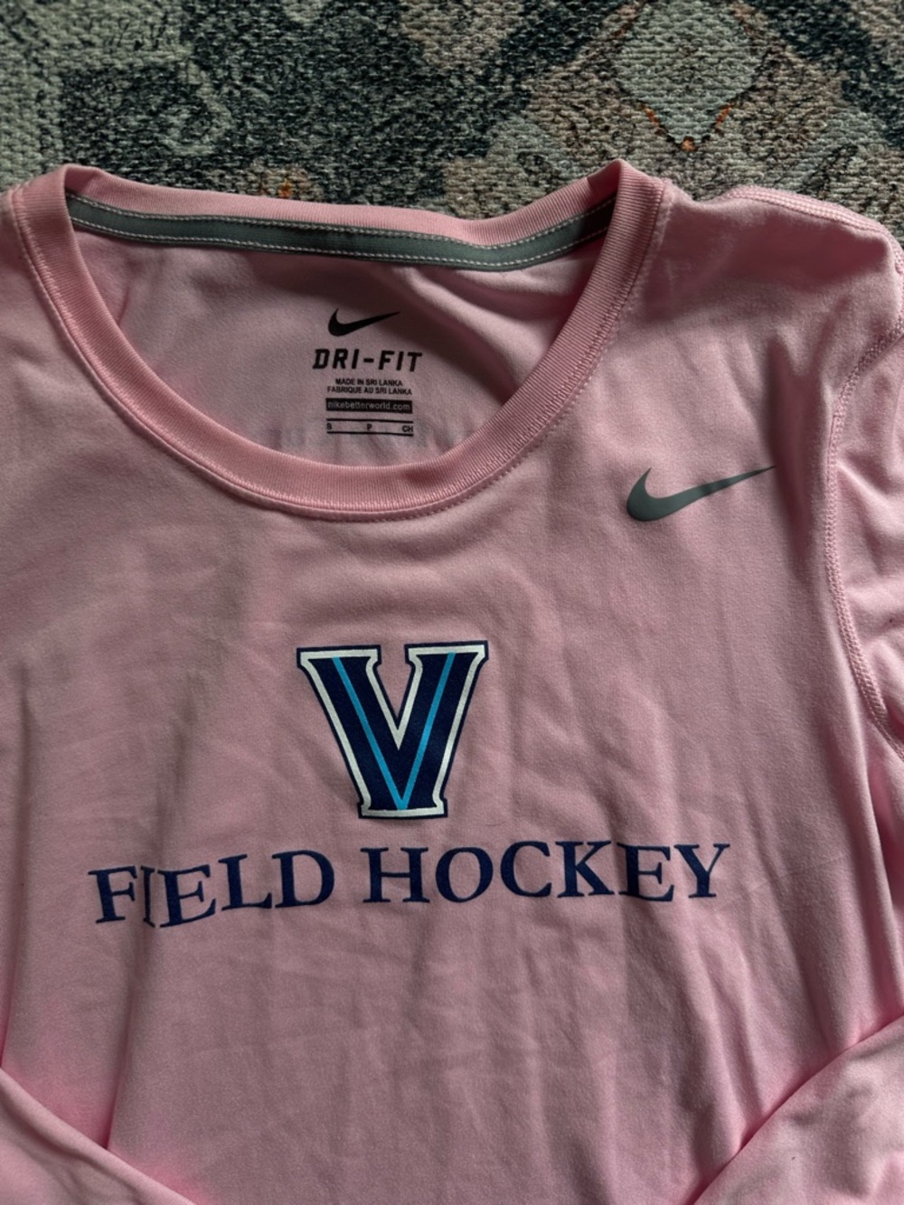 Nike Villanova Pink Field Hockey Long Sleeve with Blue Logo